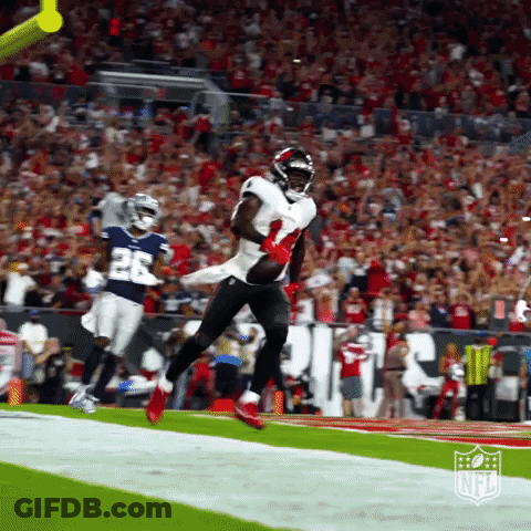 Football Players On Field With CBS Fantasy GIF