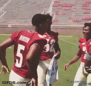 Football Players On Field With Number 5 Jersey GIF