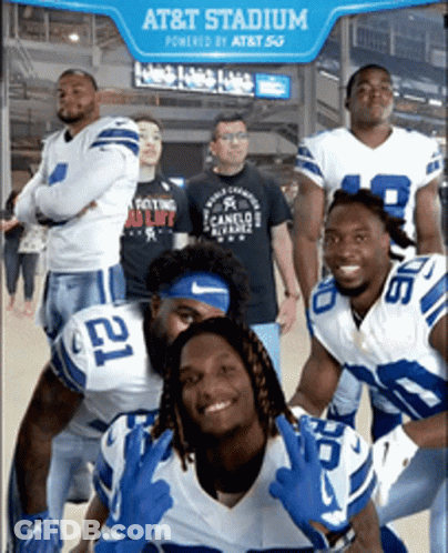 Football Players Posing At AT&T Stadium GIF