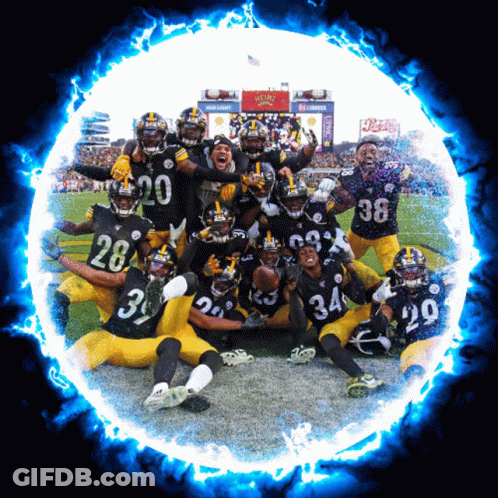 Football Players Posing In Front Of Pepsi Ad GIF