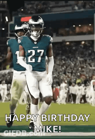 Football Players Running Happy Birthday Mike GIF
