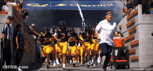 Football Players Running Through Cal Gemini Tunnel GIF