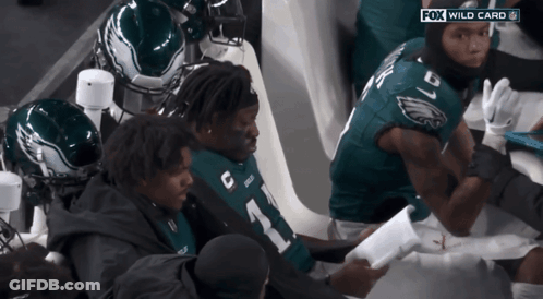Football Players Sitting Fox Wild Card Broadcast GIF
