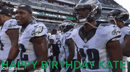 Football Players Standing In Line Happy Birthday Kate GIF