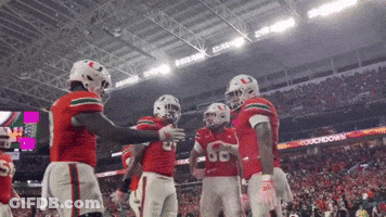 Football Players Standing In Stadium GIF