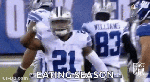 Football Players Standing On Field Eating Season GIF