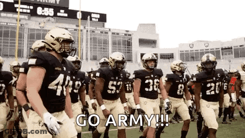 Football Players Walking Saying Go Army GIF