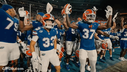 Football Players Wearing Blue And White GIF