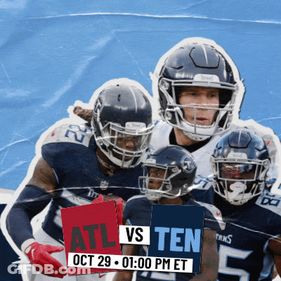 Football Players With Sign Saying ATL Vs TEN GIF