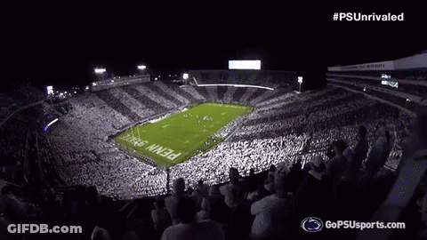Football Stadium With Penn State On Field At Night GIF