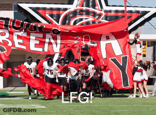 Football Team Carrying Future Banner GIF