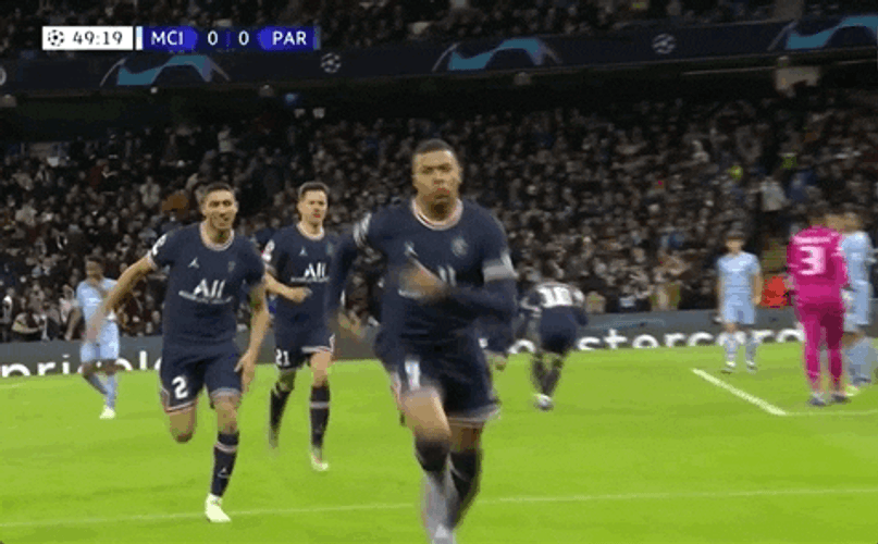 Footballer Forward Kylian Mbappe Iconic Celebration Knee Slide GIF