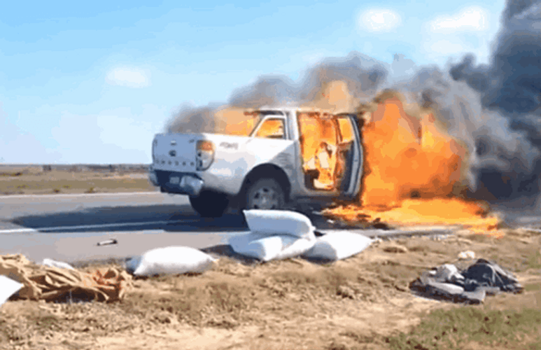 Ford Endeavour Catches Car Explosion GIF