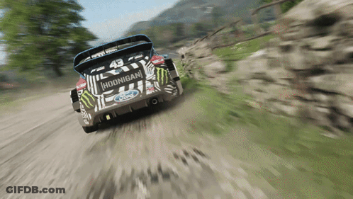 Ford Hoonigan Race Car Driving On Dirt Road GIF