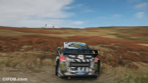 Ford Rally Car Driving Through Field GIF