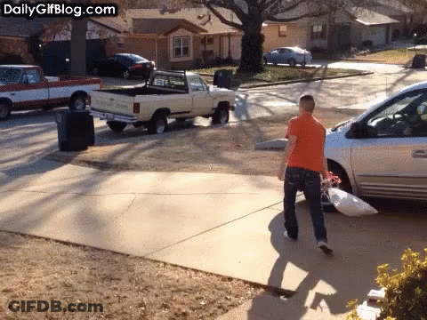 Ford Truck Parked Next To Man Carrying Bag GIF