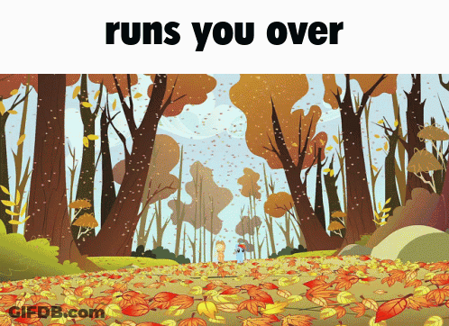 Forest Illustration With Runs You Over GIF