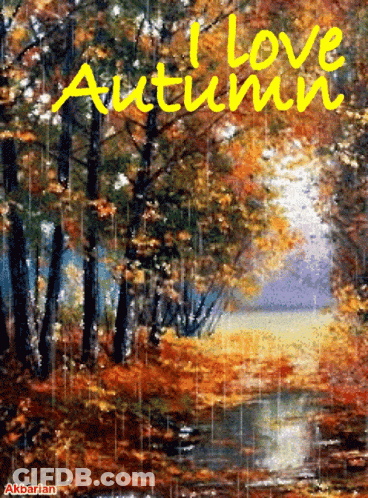 Forest Painting Saying I Love Autumn GIF