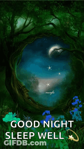 Forest Painting With Good Night Sleep Well GIF