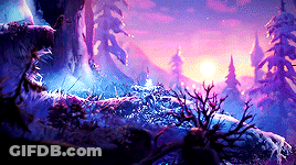 Forest Painting With Trees And Sunset GIF