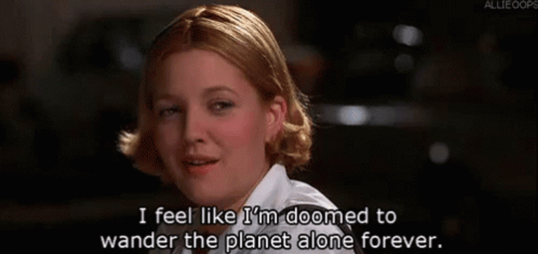 Forever Alone Drew Barrymore Wedding Singer GIF