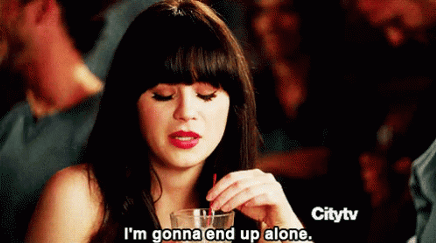 Forever Alone New Girl Zooey Deschanel GIF