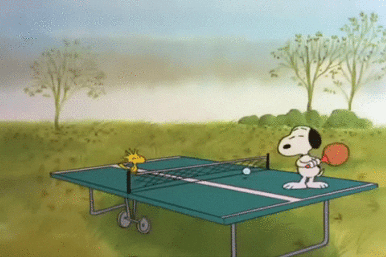 Forever Alone Peanuts Snoopy Ping Pong GIF