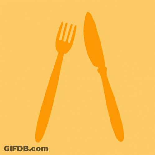 Fork And Knife Silhouette On Yellow Background GIF