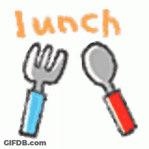 Fork And Spoon Saying Lunch GIF
