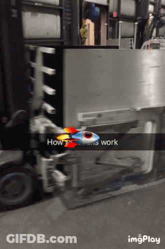 Forklift With Rocket Saying How It Is Work GIF