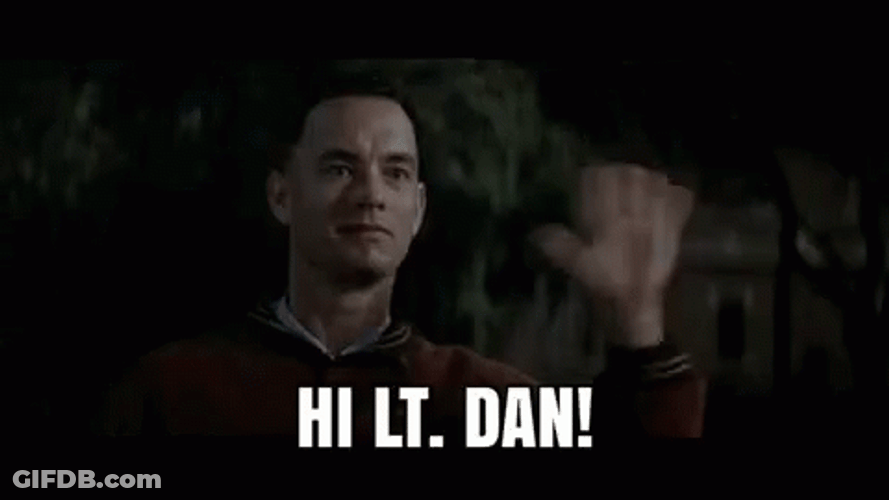 Forrest Gump Greets Lt Dan GIF