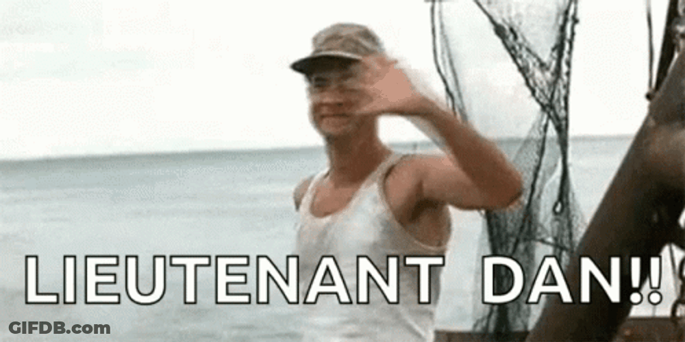 Forrest Gump Waves At Lt Dan GIF