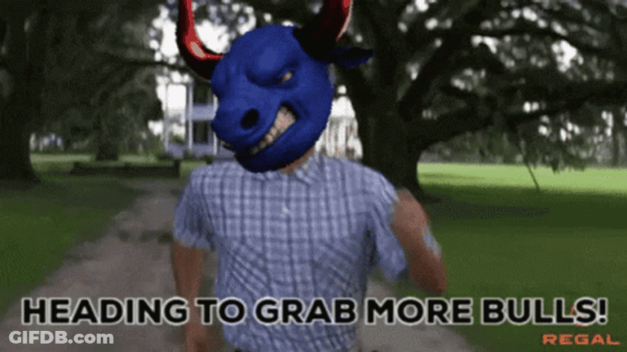 Forrest Gump With Blue Bull Head Running GIF