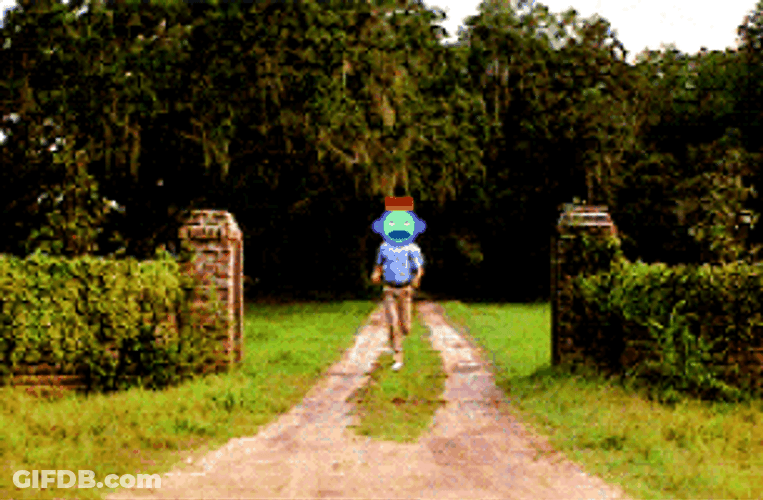 Forrest Gump With OnChainMonkey Head Running GIF