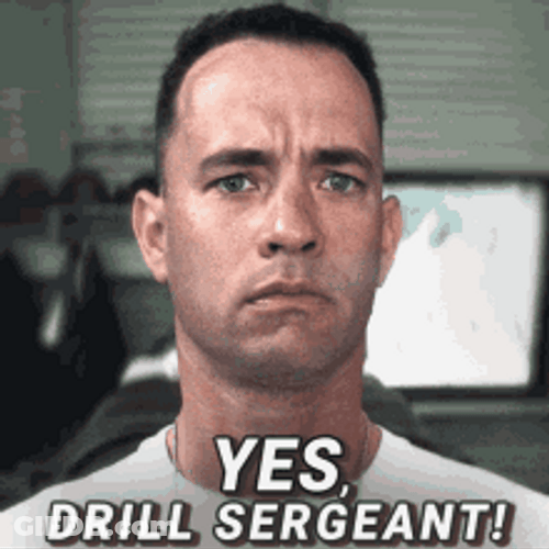 Forrest Gump Yes Drill Sergeant Lt Dan GIF