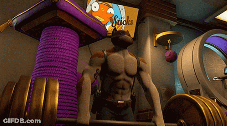 Fortnite Battle Royale Meowscles Weightlifting GIF