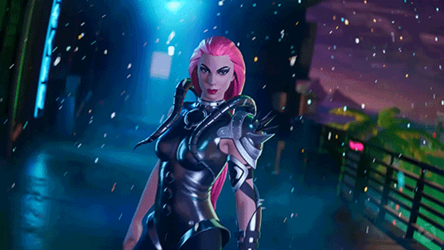 Fortnite Lady Gaga Pink Hair Skin Clip GIF
