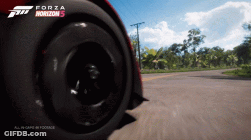 Forza Horizon 5 Poster Car Driving Down Road GIF
