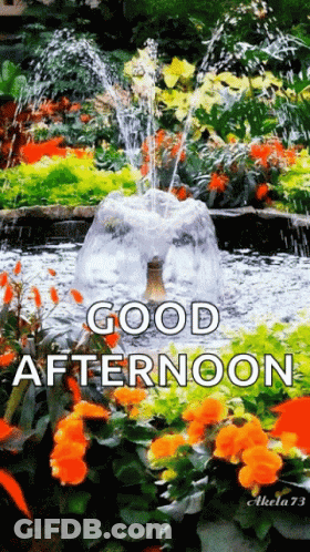 Fountain In Garden Saying Good Afternoon GIF