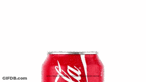 Four Cans Of Coca-Cola Lined Up GIF