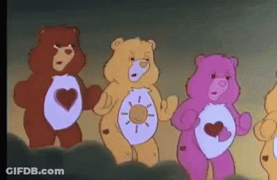Four Care Bears Standing Together GIF