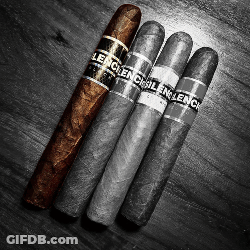 Four Cigars Lined Up With Silence Label GIF