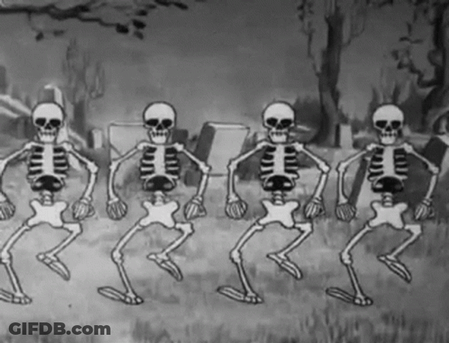 Four Dancing Skeleton Meme GIF