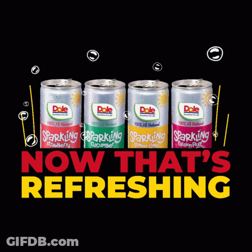 Four Dole Sparkling Cans In A Row GIF
