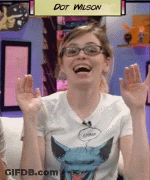 Four Eyed Smiley Girl Waving Hello Meme GIF