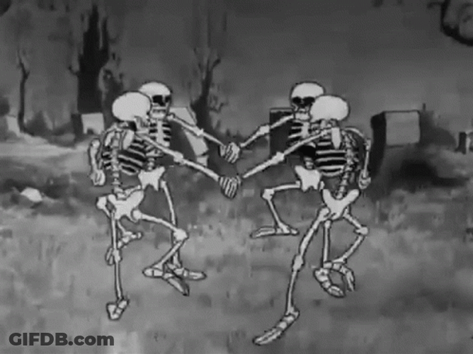 Four Happy Skeleton Celebration Dance GIF
