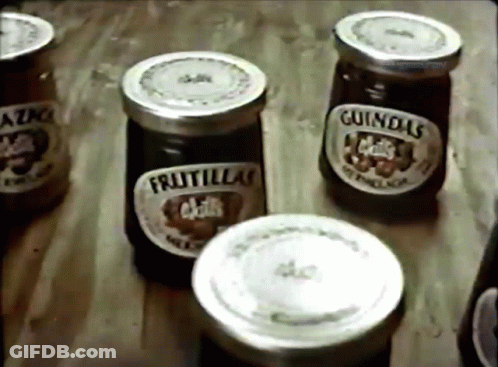 Four Jars Of Fruitillas And Guindas GIF