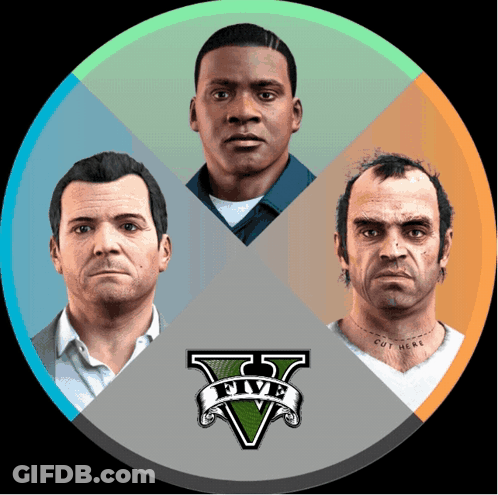 Four Men Are Shown In A Circle With The Word Five On The Bottom GIF