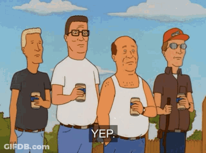 Four Men Drinking Cartoon Says Yep GIF