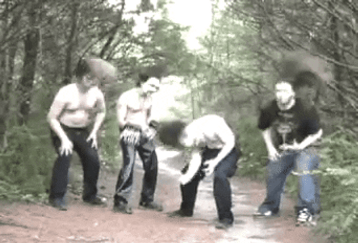 Four Men Headbanging GIF